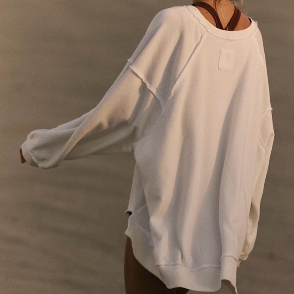 We The Free Cream Oversized Asymmetrical Hoodie